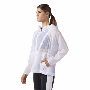 Wiatrówka Kurtka Damskie Reebok Packable Hooded Białe PL 10YZRDE